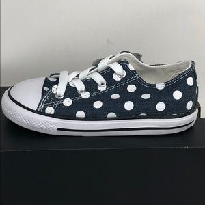 blue and white polka dot converse
